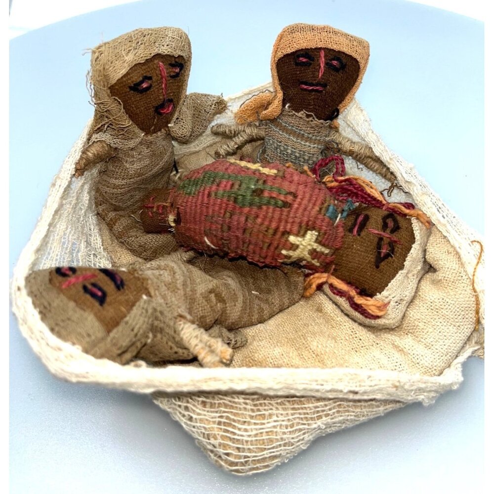 Chancay Pre-Columbian Textile Doll Antique Birth Scene New Mom Strong Fem Power